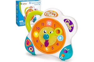 V-Opitos Clock Learning Musical Toy for Boys & Girls Age 3, 4, 5, 6 Years Old, Montessori Sensory Educational Clock Travel Toy, Ideal Christmas Birthday Gift Kids