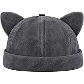 Opreng Cat Ear Docker Cap Brimless Hat Rolled Cuff Retro Beanie Hat | Sailor Cap, Rolled Cuff, No Brim, Adjustable, Docker Cap Skullcap