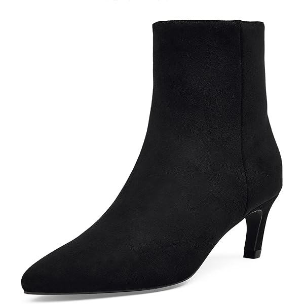 Amazon.com | YDN Women's Mid Thin Heel Zip Ankle Boots Pointed Toe