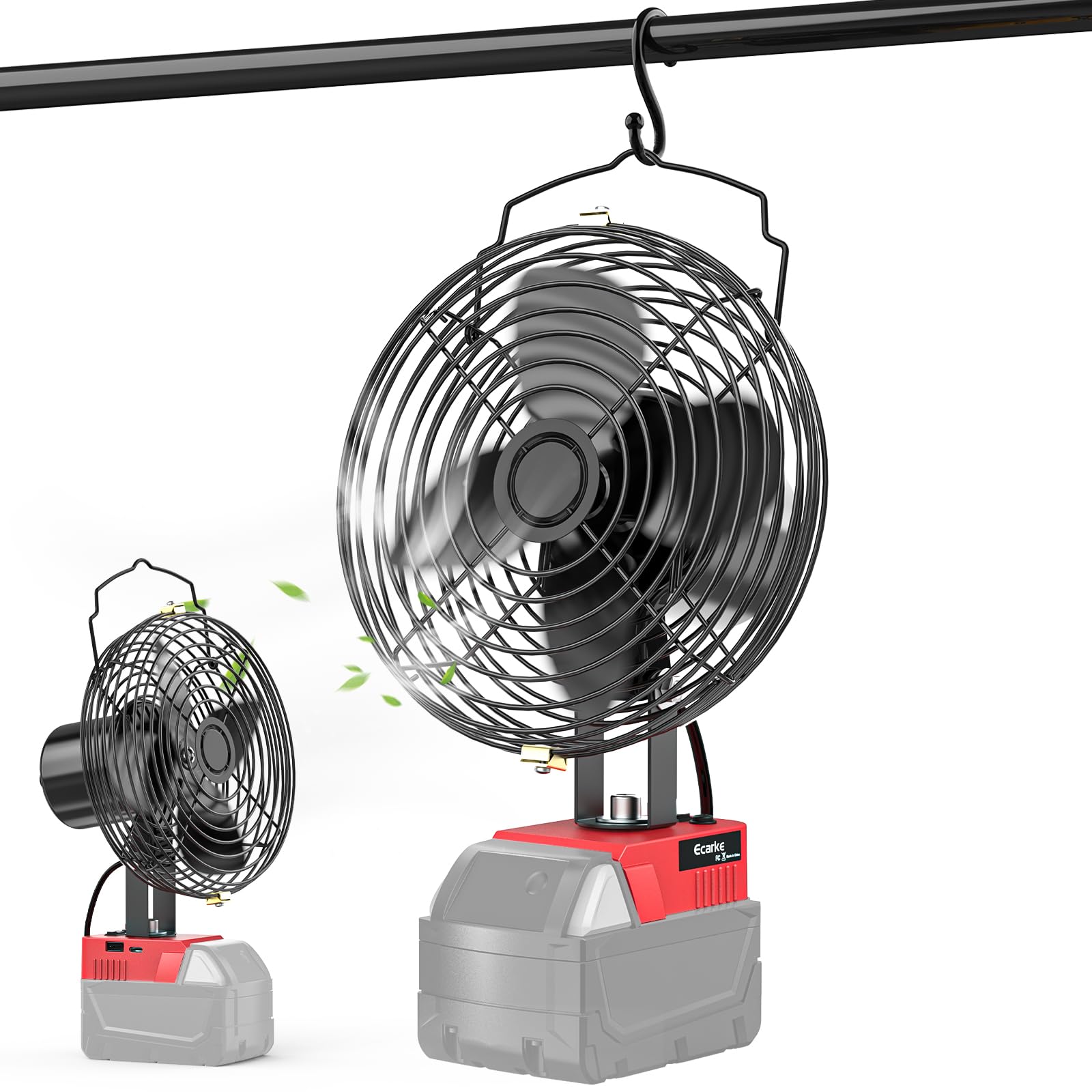 Photo 1 of Ecarke Portable Cordless Fan Compatible with Milwaukee 18V Battery,20W 3500RPM Brushless Motor for 18v Fan with Low Voltage Protection,USB&Type-C Charging Port for Industrial,Outdoor, Cooling