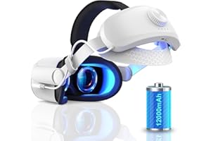 Rewguy Head Strap with Battery for Oculus Quest 2, 12000mAh Battery Pack for Extended 8-10 Hrs of Playtime, Fast Charging VR Power, Adjustable Elite Strap Enhanced Support and Balance for Meta Quest 2