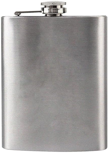 Stainless Steel Hip Flask(8 Oz/230 ml, Plain Silver),Portable Alcoholic Beverage Holder