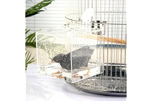 GURECOD Hanging Bird Bath Cube Bird Bathtub Bath Shower Box Bowl Cage Accessory for Little Bird Canary Budgerigar Parrots Crested Myna Cockatiel Lovebird Parakeet Bath (X L)