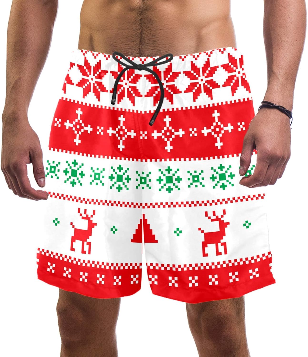 DEYYA Colorful Knitted Christmas Pattern01 Men's Swim Trunks Board