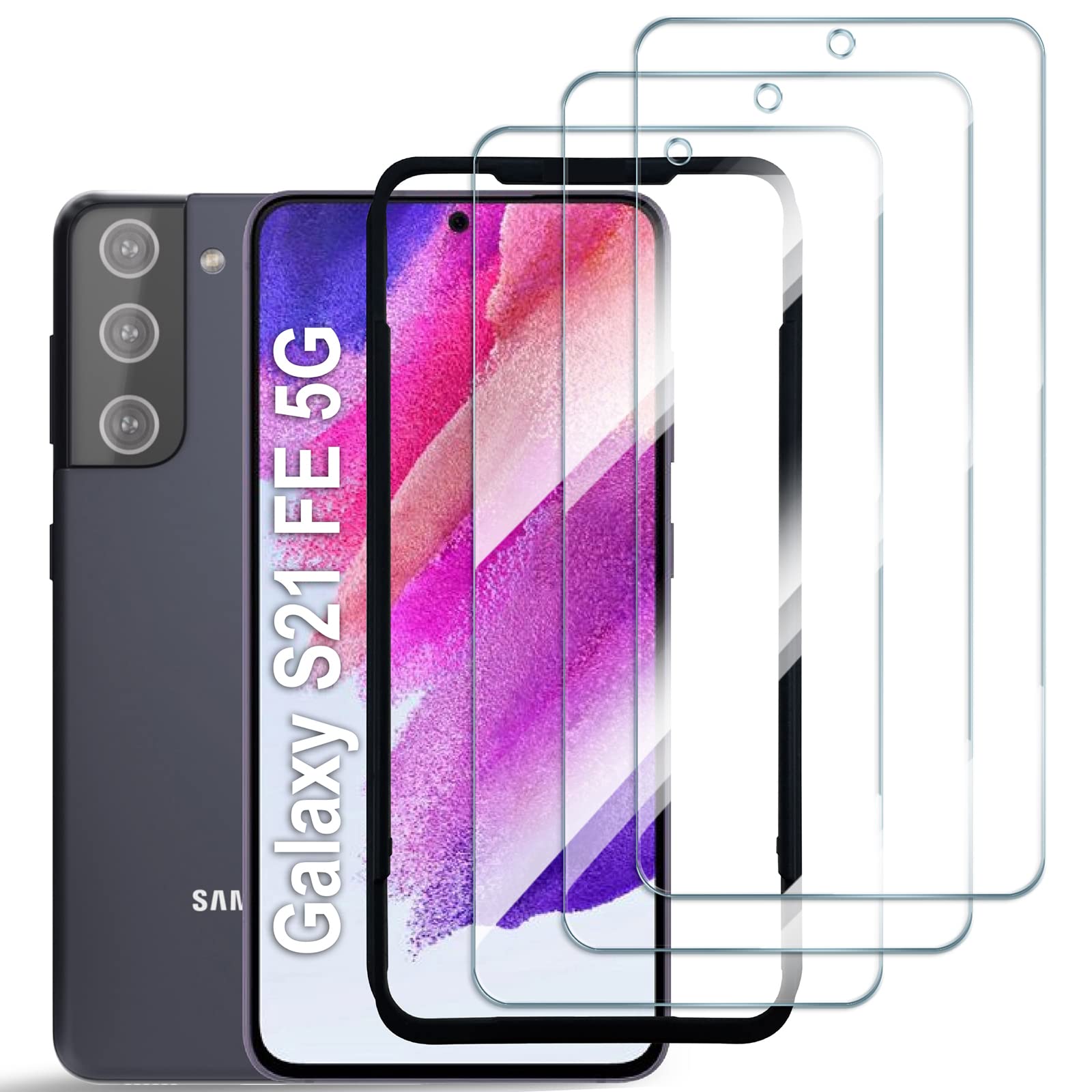 Photo 1 of AACL Galaxy S21 FE Screen Protector Tempered Glass for Samsung Galaxy S21 FE 5G,6.4 Inch,[Support Fingerprint Unlock][Full Screen Coverage (except edges)][9H] [3 Pack]