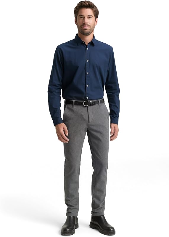 Hombre Camisa Slim Fit con estructura 1023881, 10302 - Dark Blue, M
