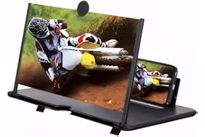 Smartphone Screen Magnifier, 12 Inch, 3D HD Foldable Amplifier Phone Stand with Adjustable Angle for Movies and Videos