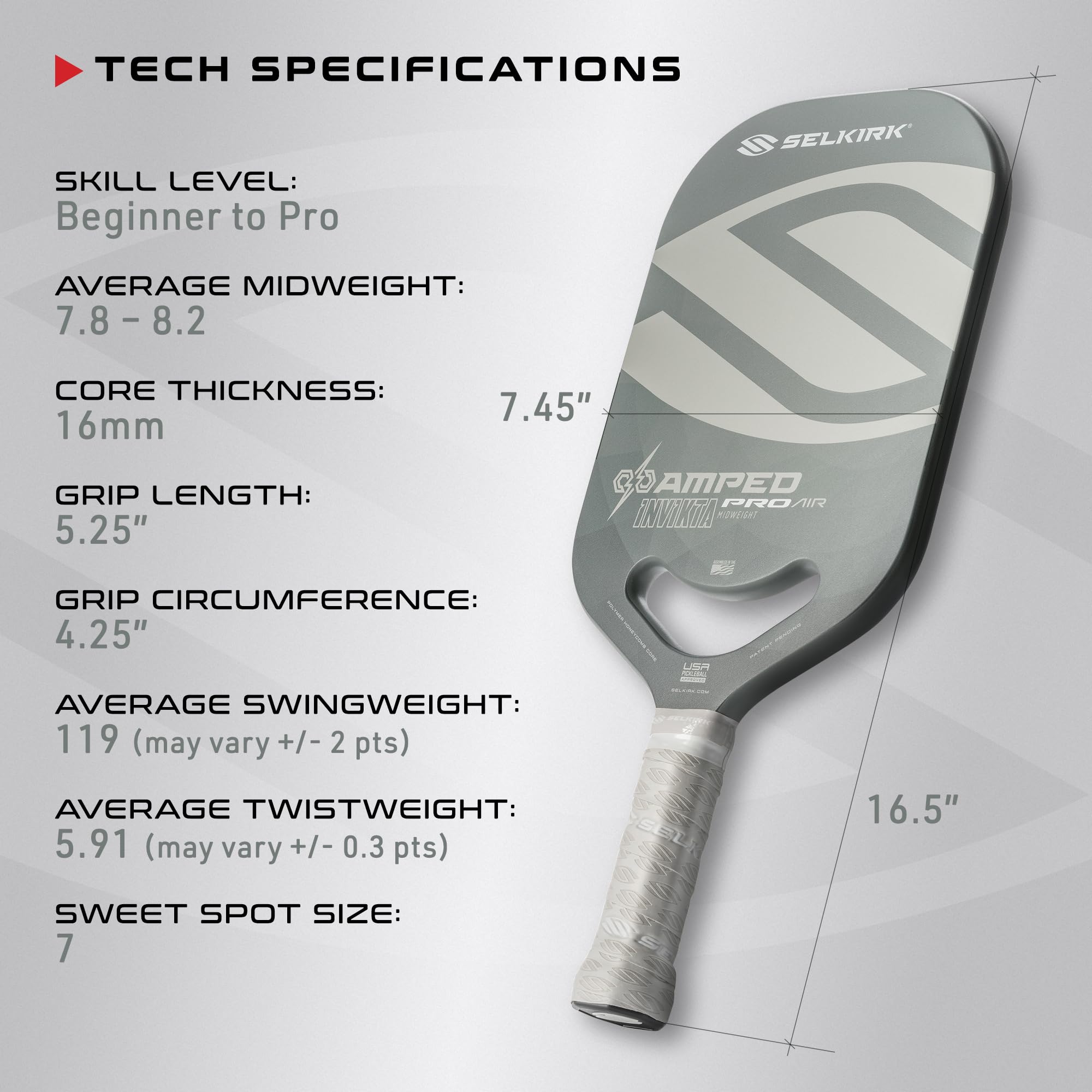 Selkirk Sport AMPED Control Epic Lightweight Pickleball Paddle