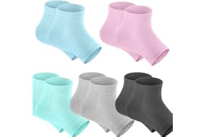 Selizo 5 Pairs Moisturizing Gel Heel Socks Open Toe Socks for Dry Hard Cracked Heels, 5 Colors