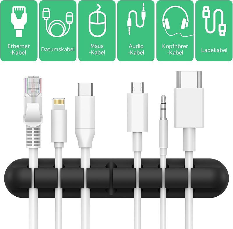 Clips para Cables, 3/5 Unidades, con 2 Colores de Organizador de Cables, para Escritorio, Cable de alimentación, Cable de Carga USB, Cargadores, Cables de Audio, Oficina y usuarios domésticos