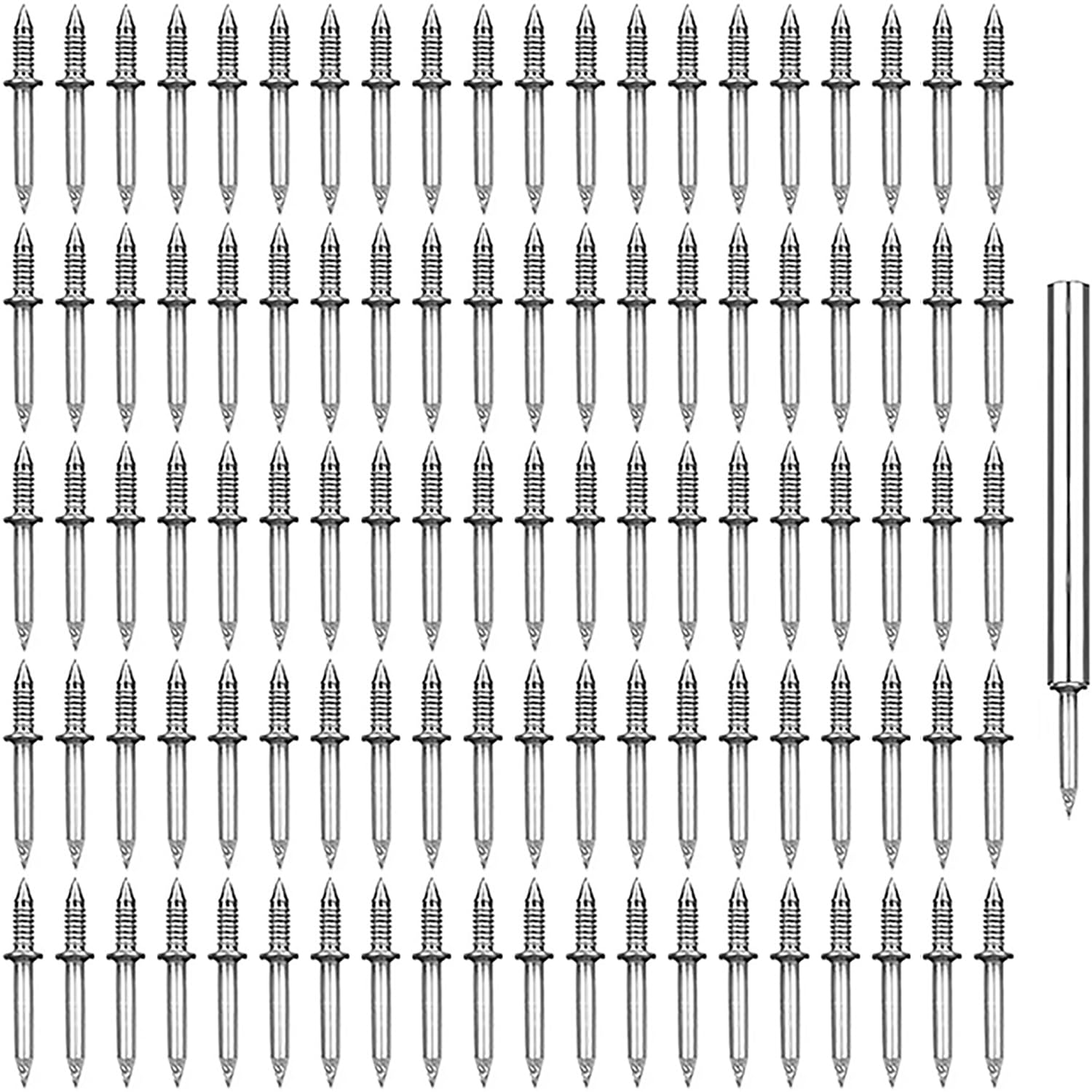 ZXUEZHENG 100Pcs Double-Head Skirting Thread Seamless Nail, Skirting Line Without Marks Nail,Invisible Security Screws,Solid Wood Baseboard Double-Headed Nails,Equipped with Nail Specific Sleeve Tool