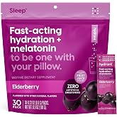 Hydrant - Sleep Electrolyte Powder, Elderberry Flavor, 30 Rapid Hydration Individual Stick Packs - Sleep Blend of Melatonin, L-Theanine, Magnesium, &amp; Chamomile