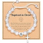 UNGENT THEM Initial Heart Cross Charm Bracelet for Girls, Baptism First Communion Easter Confirmation Gifts for Girls Teens