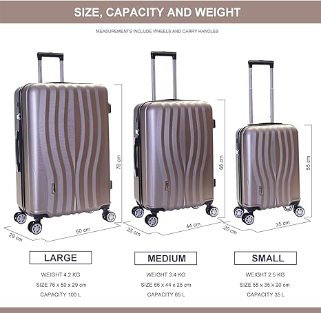 55 x 35 x 20cm including wheels and handles