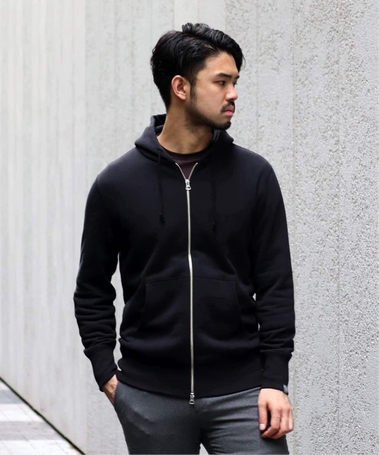 Amazon ループウィラー Loopwheeler For Lowercase ライトウラケ ジップ フーディー L ブラック トレーナー パーカー 通販