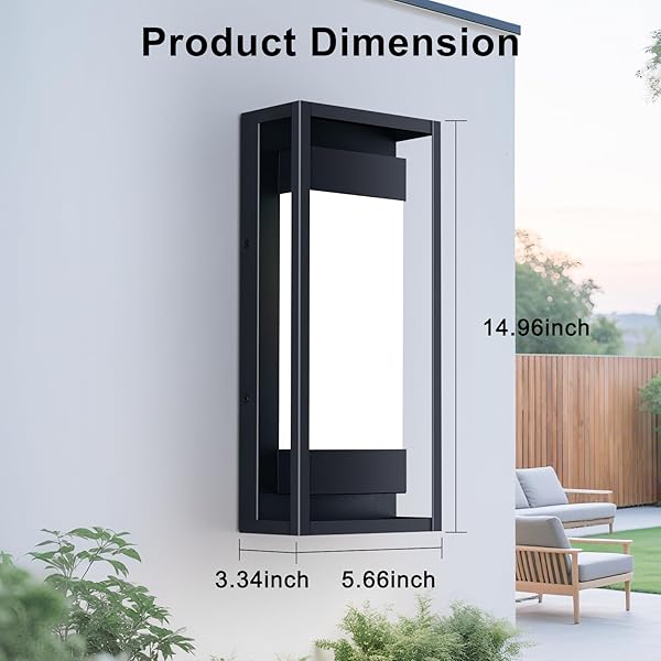 MODERN OUTDOOR WALL LIGHTS, 1500 LM SMART LED PORCH LIGHTS WITH 47 SCENE MODES, RGBCW EXTERIOR LIGHTING SCONCE, IP65 WATERPROOF, DIY COLOR EFFECTS FOR PATIO CHRISTMAS DECOR 1 PACK