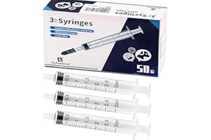 GUFASTORE 50 Pack 3ml Plastic Syringes with Caps for Science Labs, Liquid Measuring, Watering, Refilling, Oral,Pet
