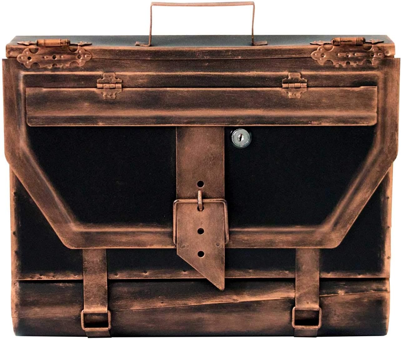 Wand Briefkasten Wandbriefkasten Postkasten Mailbox eckig Antik-Look mit Zeitungsrolle Zeitungsfach Zeitungsbox - Bronze