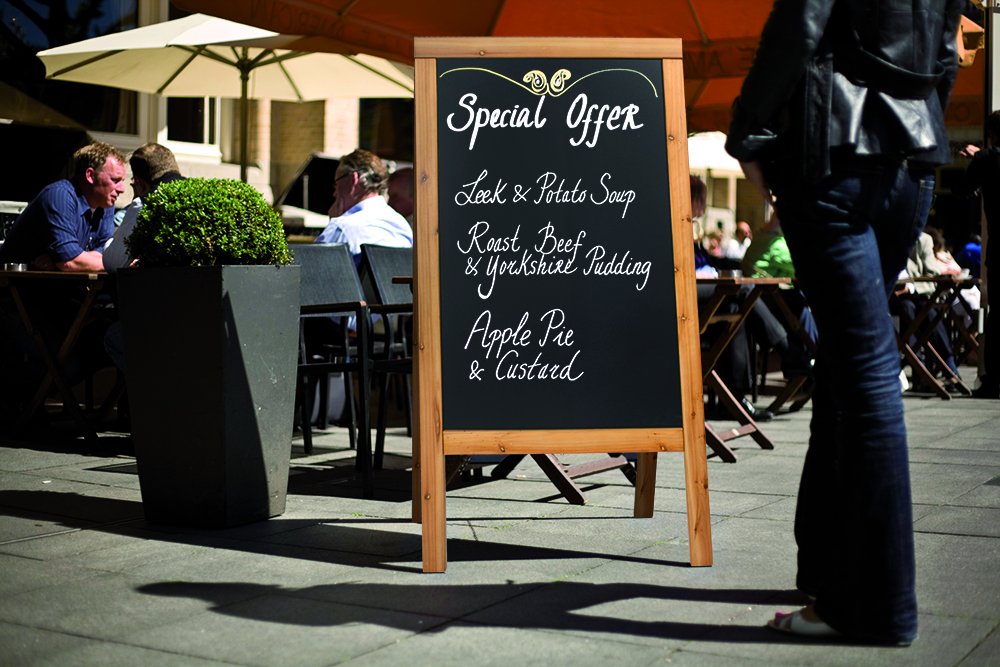 Securit Sandwich Pavement Chalk Board Lacquered Teak Finish, 125 x 70 x 5 cm, Multi-color, 120cm - Image 4