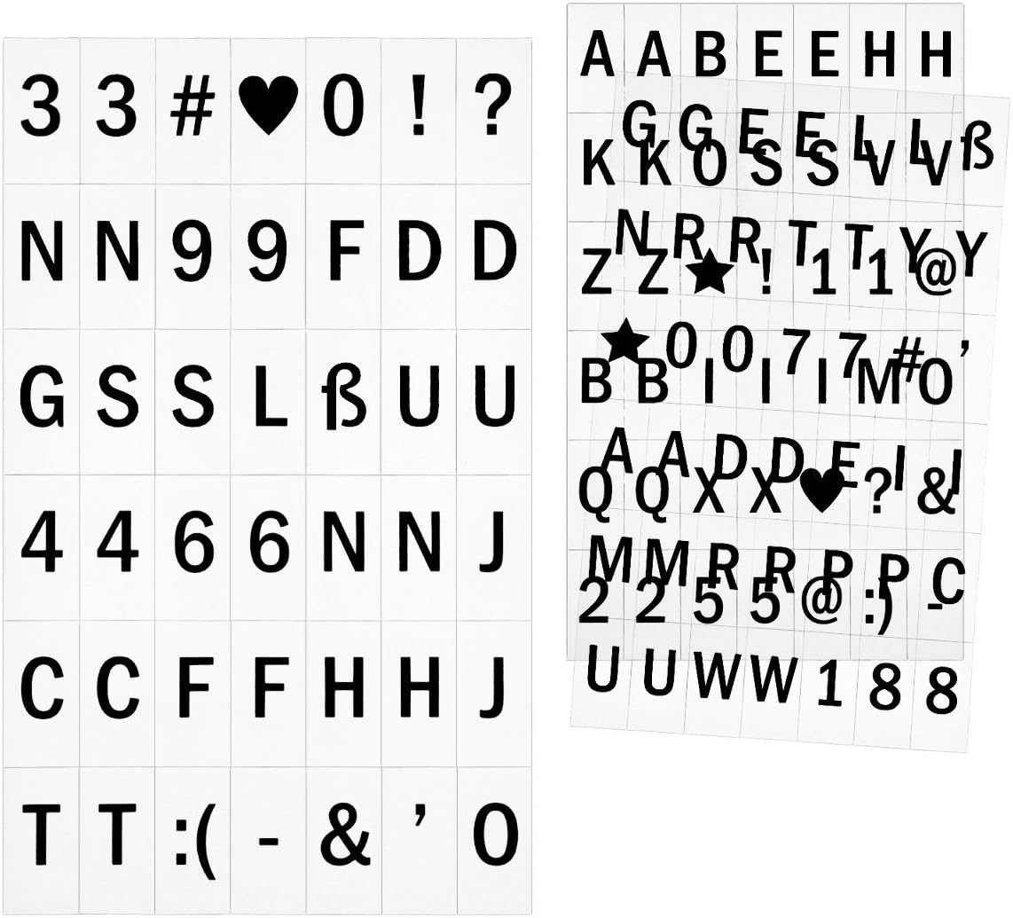 kwmobile Cinema Light Box Letters A4 Size - 126 Pieces Black Letters for Cinematic Sign Letters Numbers and Symbols - Standard Characters