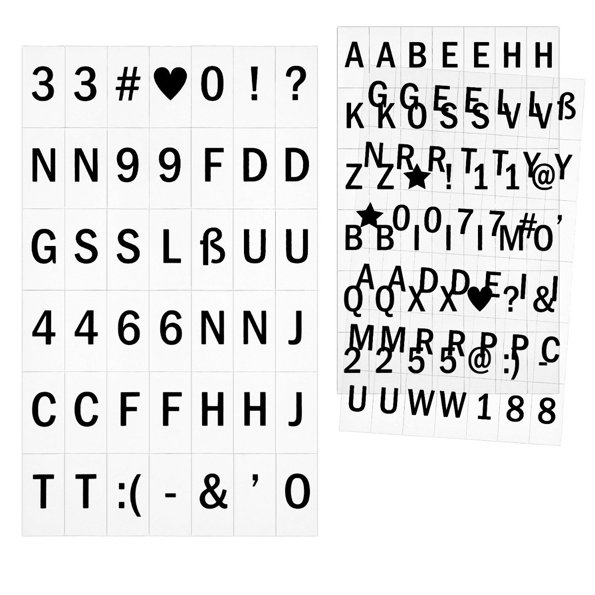 kwmobile Cinema Light Box Letters A4 Size - 126 Pieces Black Letters for Cinematic Sign Letters Numbers and Symbols - Standard Characters