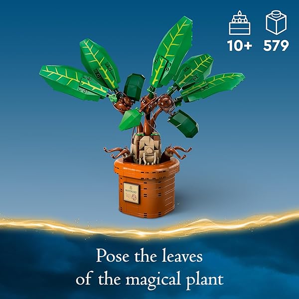 LEGO HARRY POTTER MANDRAKE FIGURE & POT PLANT TOY, HARRY POTTER COLLECTIBLE GIFT IDEA FOR KIDS, MAGICAL CREATURE PLAYSET FOR ROOM DÉCOR, HARRY POTTER TOY FOR 10 YEAR OLD GIRLS, BOYS OR ANY FAN, 76433