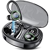 Wireless Earbuds, Bluetooth 5.4 Headphones Sport Over Ear Buds ENC Mic IP7 | ENC Noise Cancelling Mic, Wireless Earphones with 40H LED Display, Sport Earbuds in Ear EarHook for Running, B