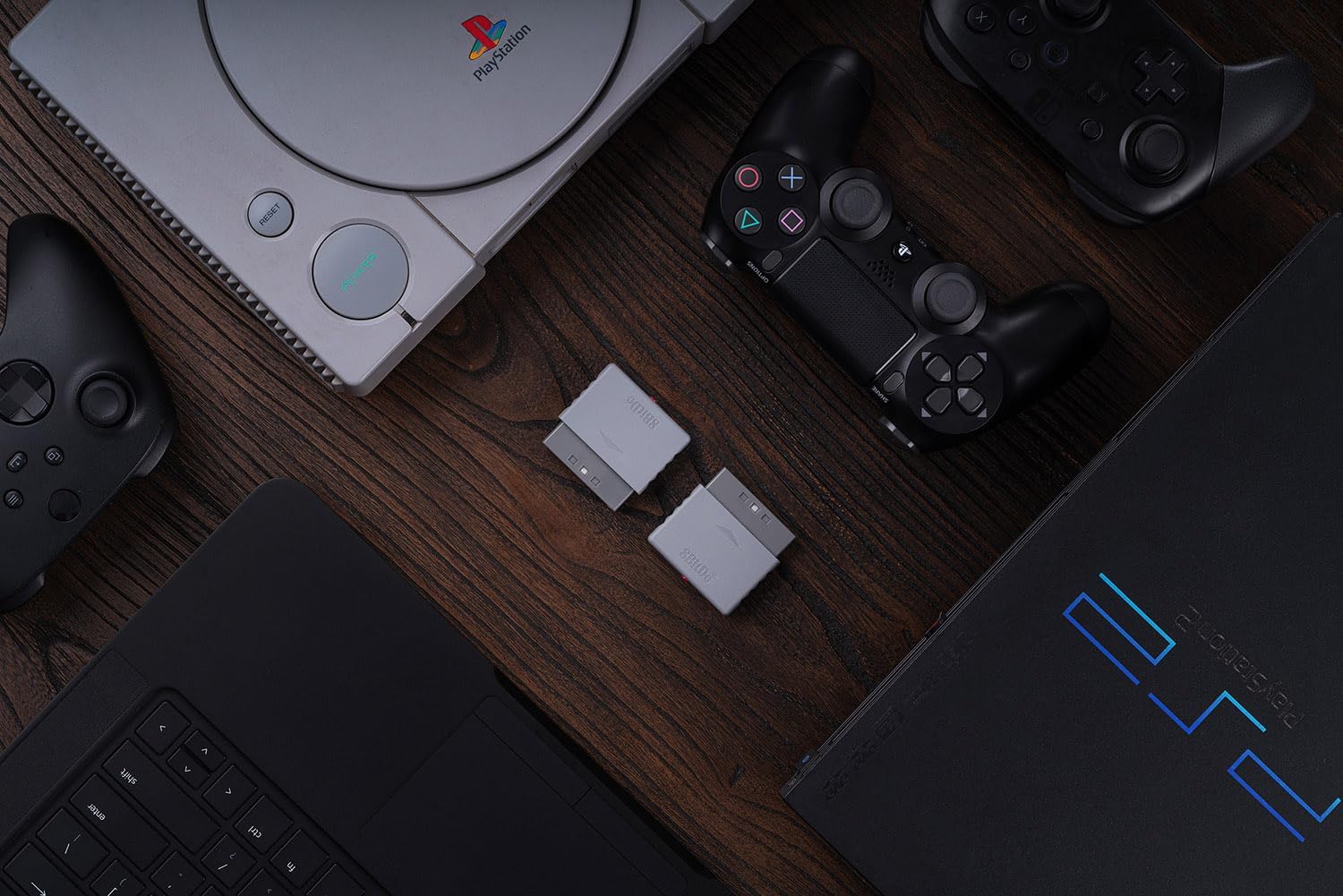 8bitdo Retro Receiver für PS1 PS2 Konsolen und Windows, Bluetooth Adapter Kompatibel mit Xbox Series und Xbox One Bluetooth Controller, Switch Pro und PS5/PS4 Controller 8