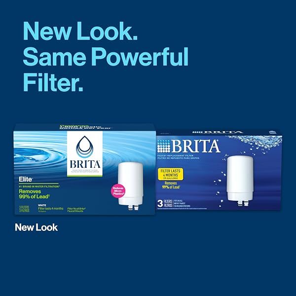 BRITA REPLACEMENT WATER FILTER FOR FAUCET MOUNT, REMOVES 99% OF LEAD, SINK FILTRATION SYSTEM, WHITE, 3 COUNT