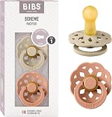 BIBS Boheme Pacifier 2-Pack Round Nipple 0-6 Months Vanilla Peach Denmark