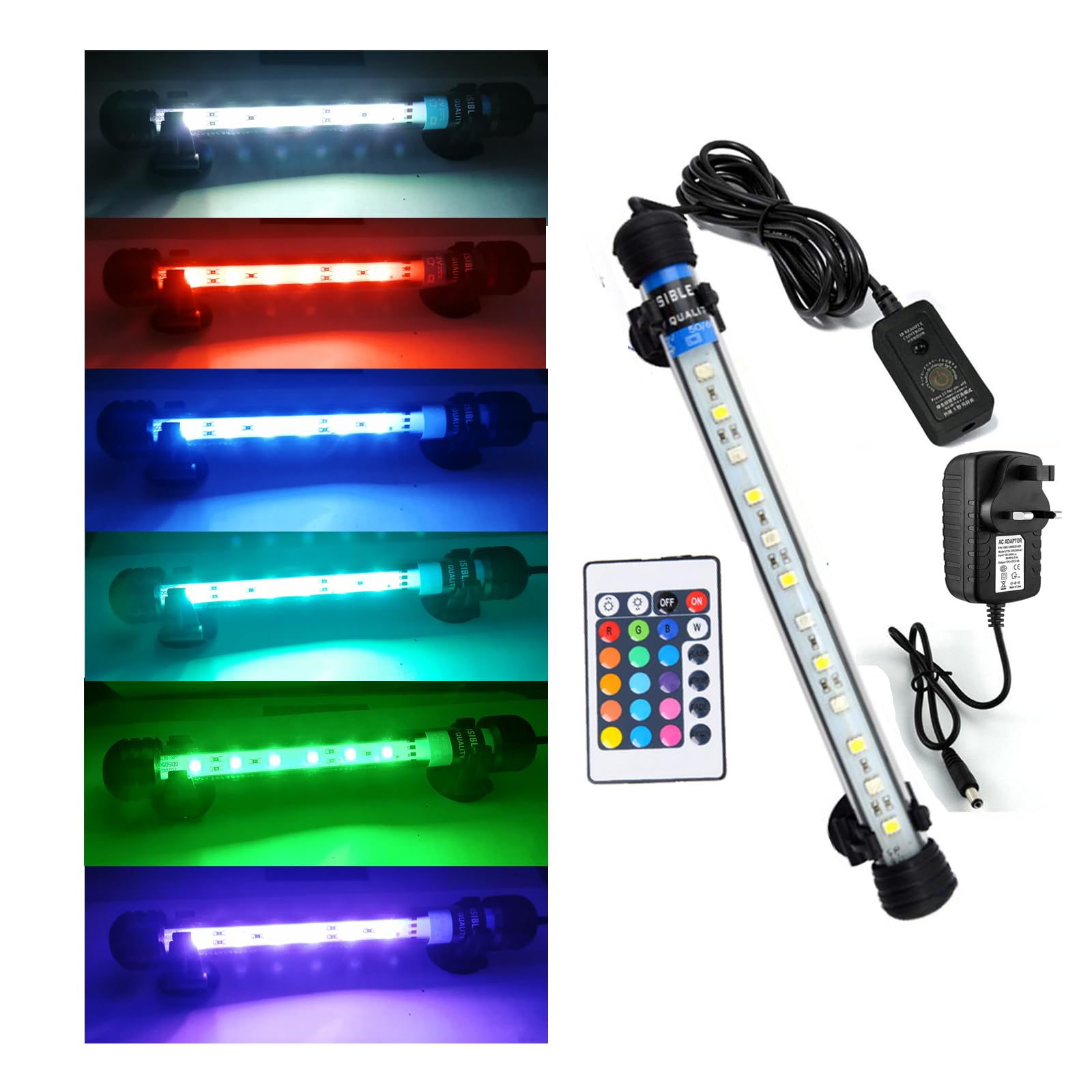 Submersible Fish Tank Light,Submersible Aquarium Light Marine LED Aquarium Light RGB Multicolor Underwater for Reef Plant Fish Tank (38CM)