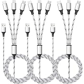 Multi Charging Cable, 5ft 3Pack Multi Charger Cable Nylon Braided Multiple USB Universal 3 in 1 Charging Cord Adapter with Type-C, Micro USB Port Connectors for Cell Phones and More