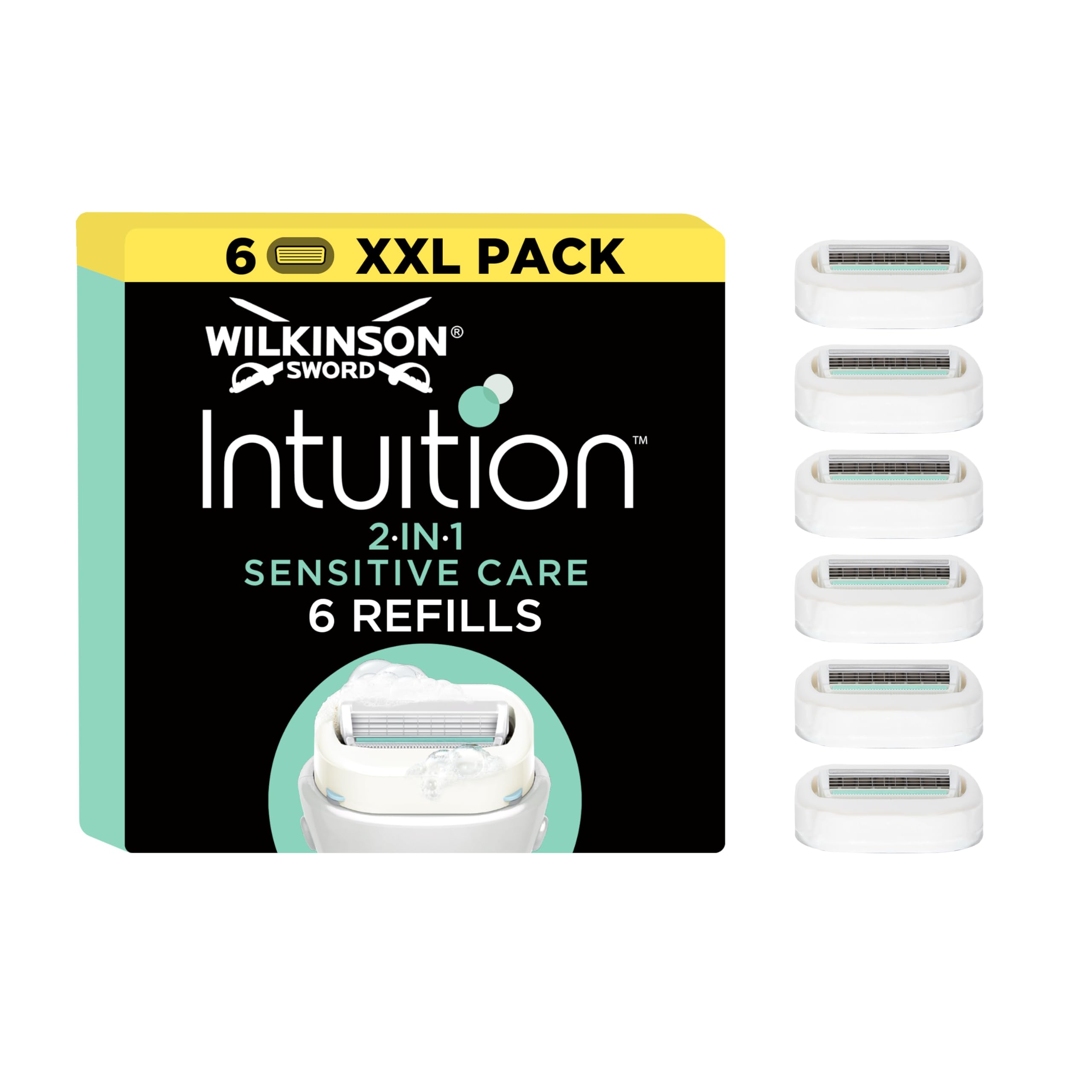 Wilkinson Sword Intuition Sensitive Care Women's Razor Blade Refills, Pack of 6, Enriched with Aloe Vera & Vitamin E