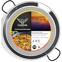 Castevia 24-Inch Polished Steel Paella Pan, 60cm / 20 Servings