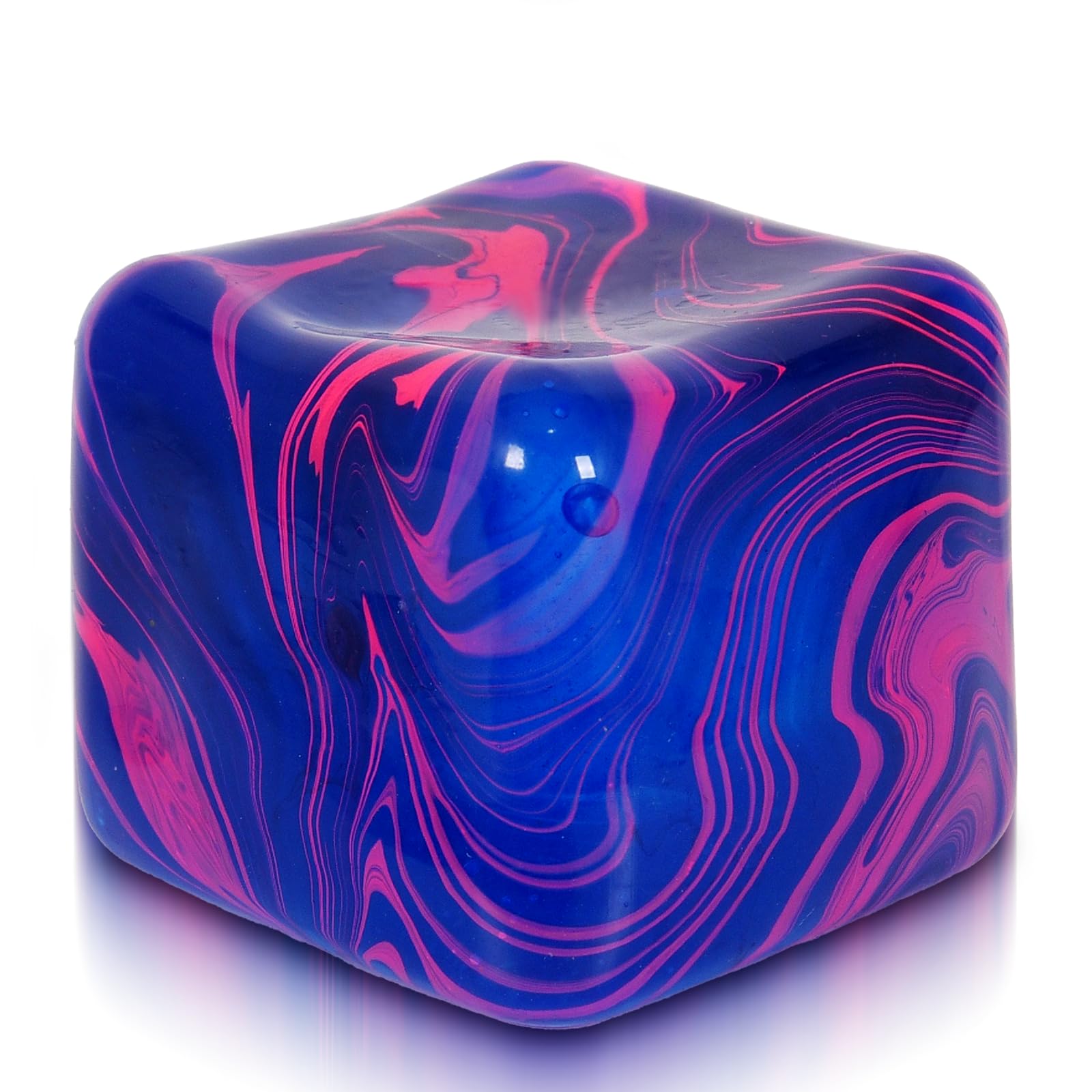 Djyxoglyn Adult-Size Flow 7cm Stress Cube – Larger Than Mini Squishy Cubes, Slow-Rise Sensory Fidget for Stress Relief, Focus & Light Hand Exercise – Safe for Ages 3+ (Blue)