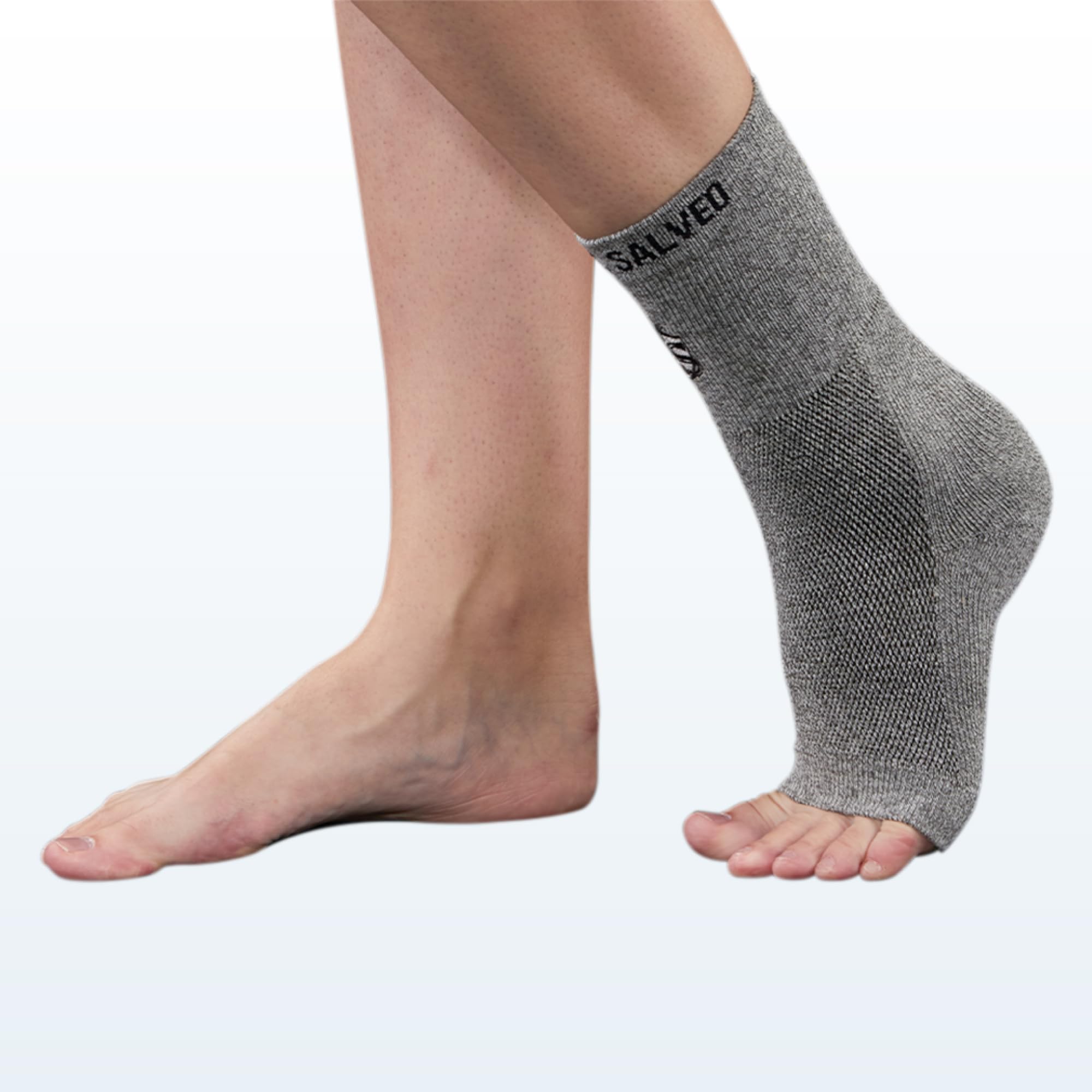 Vital Salveo-Open Toed Compression Ankle Sleeve/Brace with Germanium, Relieves Swelling, Achilles Tendon Pain, Plantar Fasciitis, Foot and Joint Pain, Supports Sprained Ankles- Large (1PC)