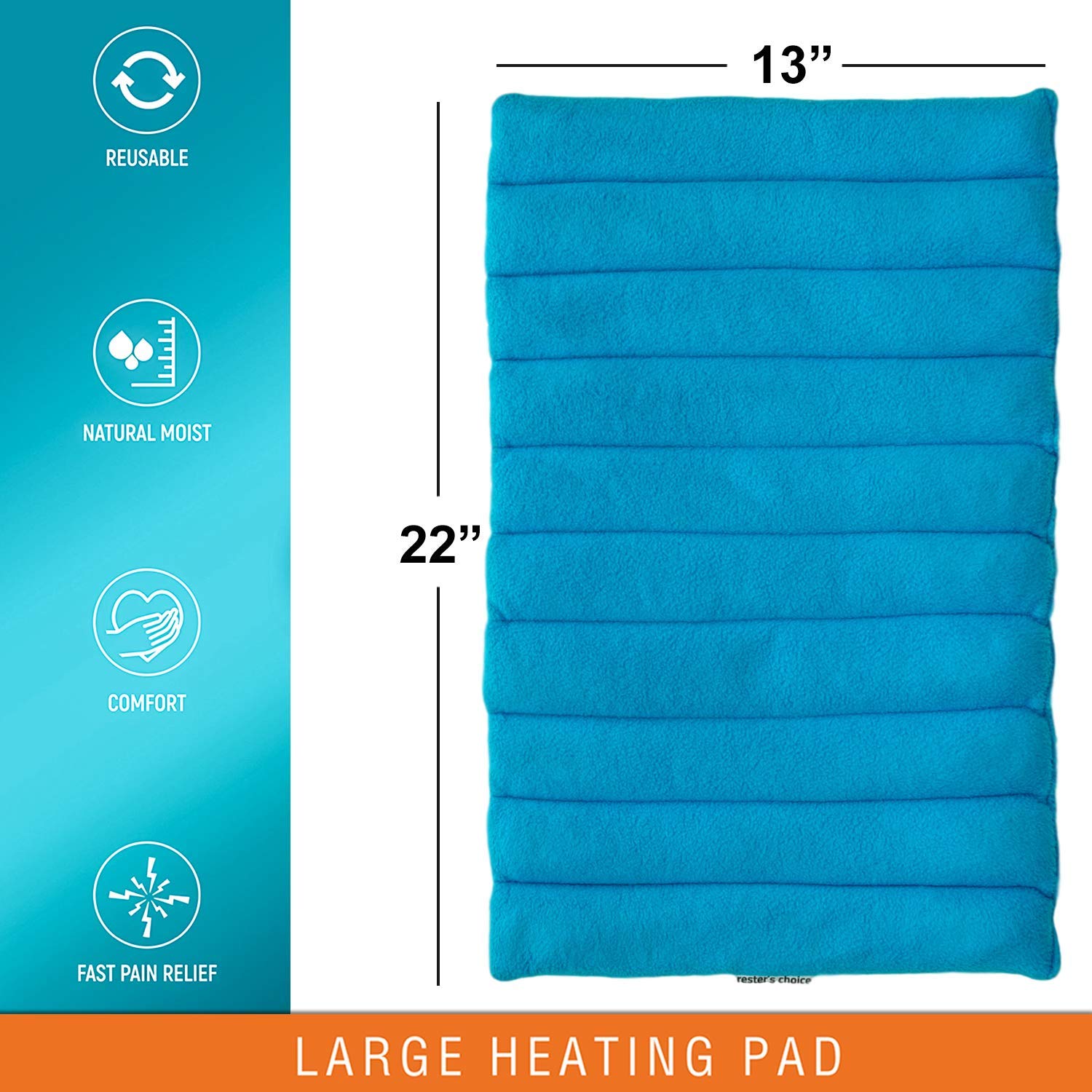 AllNatural Large Heating Portable Pad 13"x22", Microwavable Clay Beads, Cordless for Stiff