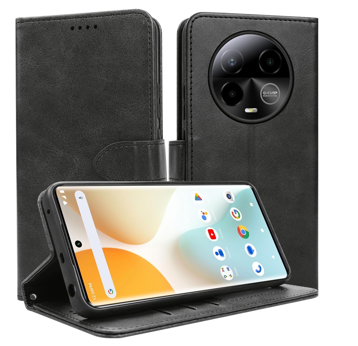 Photo 1 of TTYSHTT for BLU K50 Case PU Leather Flip Cover Wallet Phone Case Protector [Full Protection] [Card Slots] [Kickstand] for BLU K50, Black
