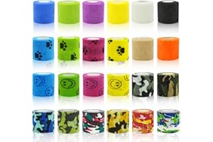 Karinie (24-Pack) 2” x 5Yards Self Adhesive Bandage Wrap, Vet Wrap Breathable Cohesive Non-Woven Bandage for Dog Cat Horses Pet Animals for Wrist Healing Ankle Sprain and Swelling(Assorted Patterns)