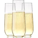 Oojami 36 piece Stemless Unbreakable Crystal Clear Plastic Wine Glasses Set of 36 (9 Ounces)