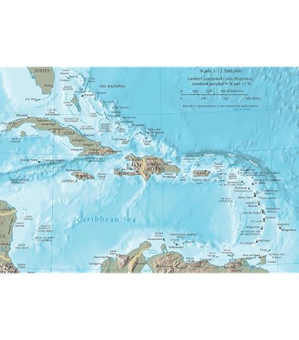 Mapa De Islas Tropicales Del Caribe 3.950 Mar Caribe High Res