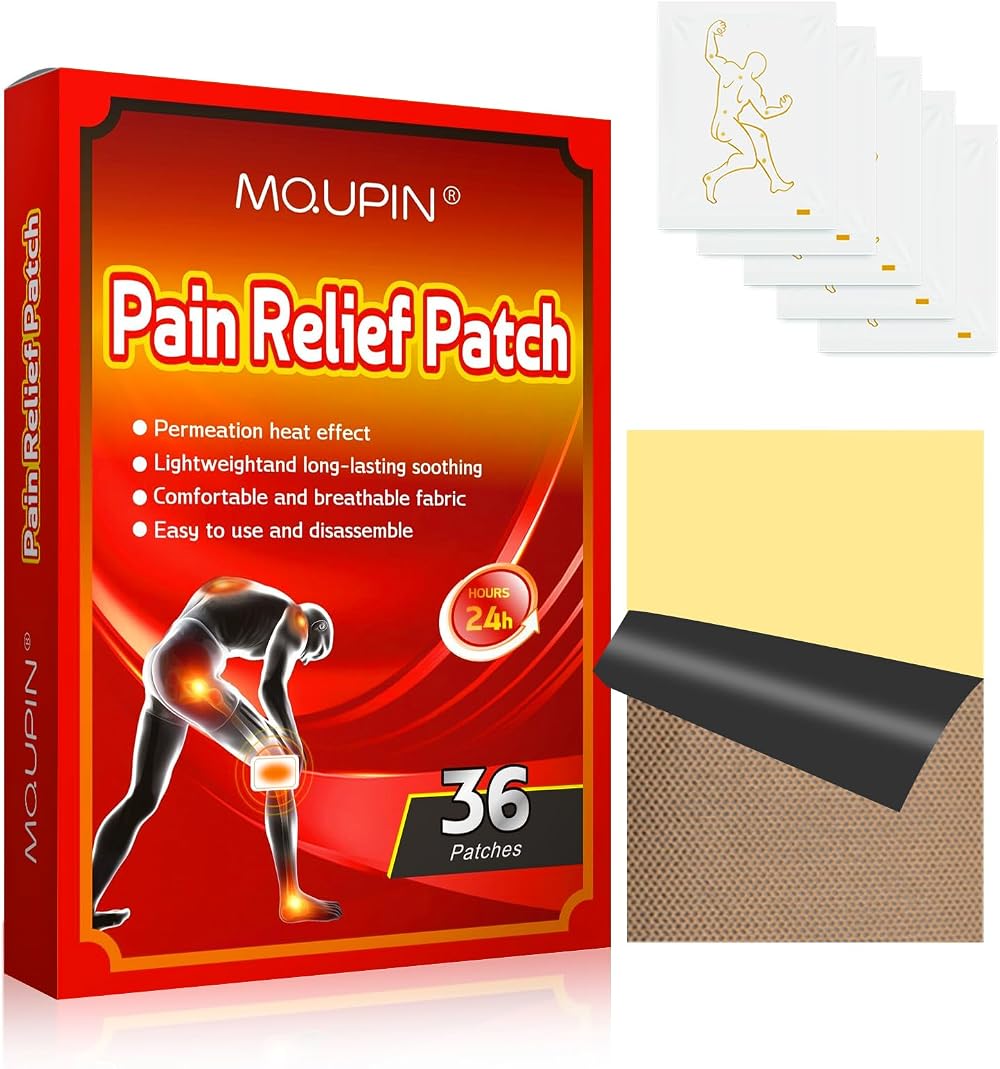 MQUPIN 36 Pcs Pain Relief Heat Patches Back Neck Joint 4 Bags 9Pcs/Box