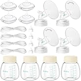 BALIME 18mm Spectra Replacement Pump Parts for S1/S2/9Plus/Synergy Gold (Compatible, Not OEM) - 4 Sets with Flange, Valve, Backflow Protector, Tubing & Bottle | Leak Resistant & Durable