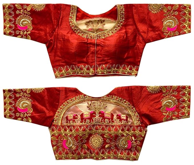 Women's Handwork Back Neck Designs Readymade Blouse For Saree And Lehenga (Size 38+margin)