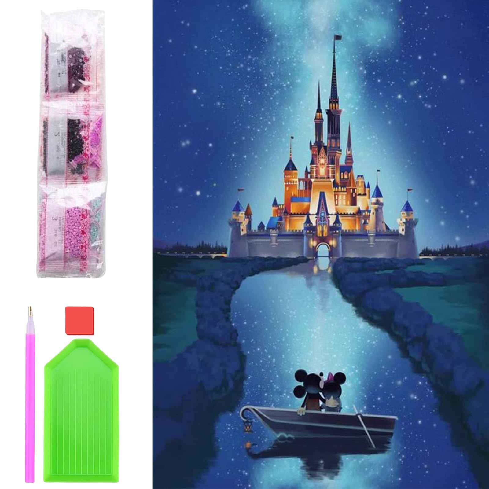 DIY 5D Diamond Painting by Number Kits, Crystal Rhinestone Diamond Embroidery Paintings Pictures Arts Craft for Home Wall Decor & Relaxation (Castle,30 * 40cm)