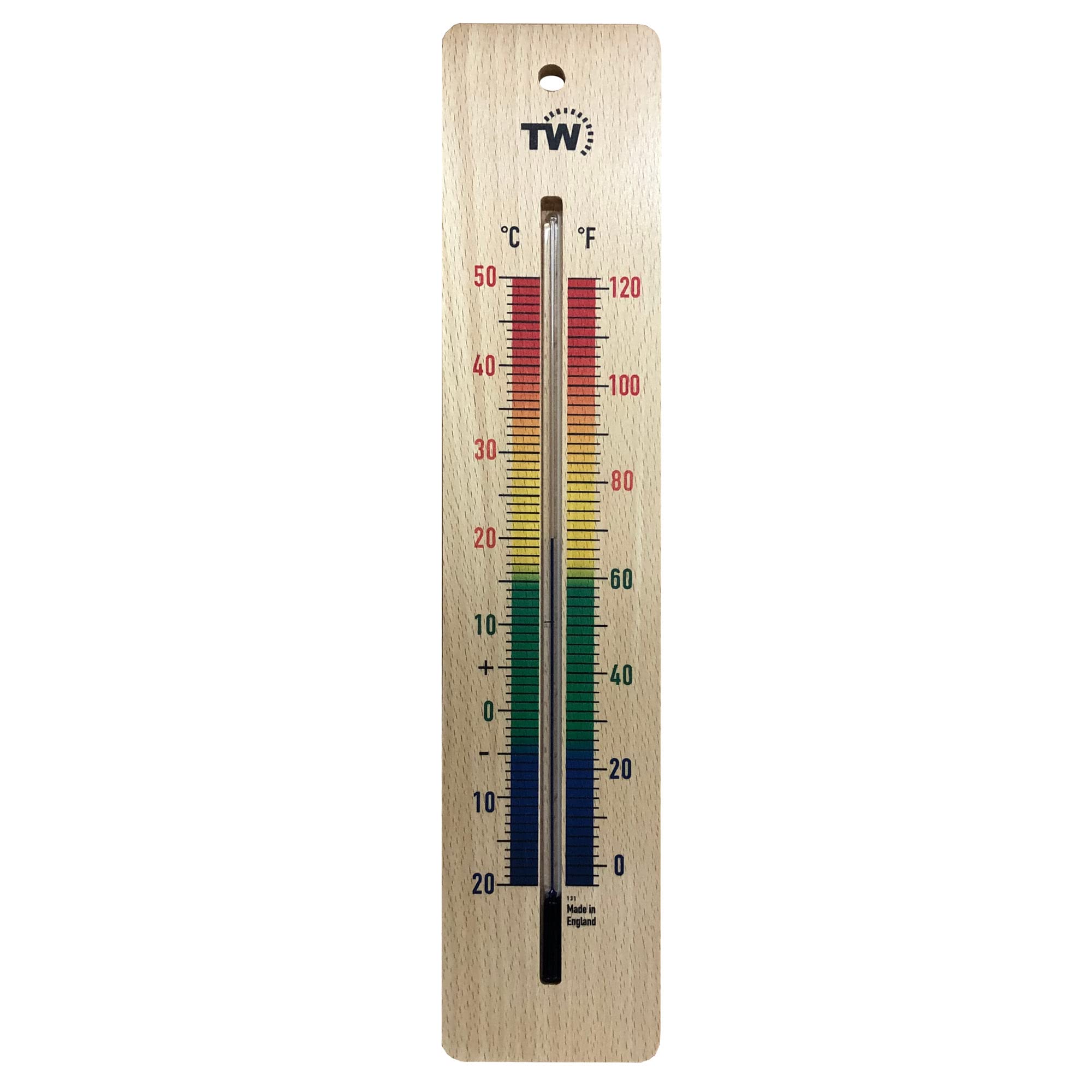 Large 380mm Wooden Room Thermometer Indoor - Room Temperature Thermometer Ideal for Home, Office, Nursery, Greenhouse, Shed or Garage Wood Wall Indoor Thermometer (Multi Colour Print)