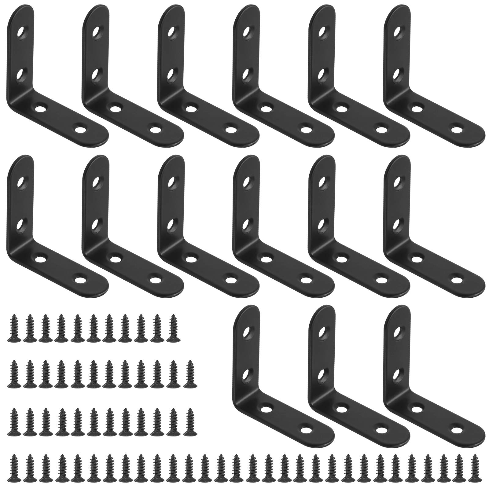 Glarks 15 Sets 50mm Black L Bracket Right Angle Corner Brace Joint Fastener for Wood Chair Bookshelf Board Window Furniture Cabinet (50x50x2mm)