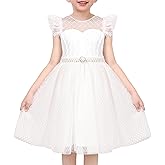Sunny Fashion Flower Girls Dress White Wedding Pageant Bridesmaid Gown Size 3-10