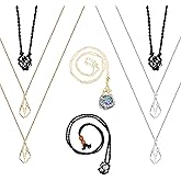 Nogeqi 6 PCS Adjustable Crystal Necklace Holder, Empty Stone Cage Necklace Cord, 2 Materials Hand-Woven Stainless Steel Cage for Quartz Gemstone, DIY Jewelry Making(Suitable for large stones)