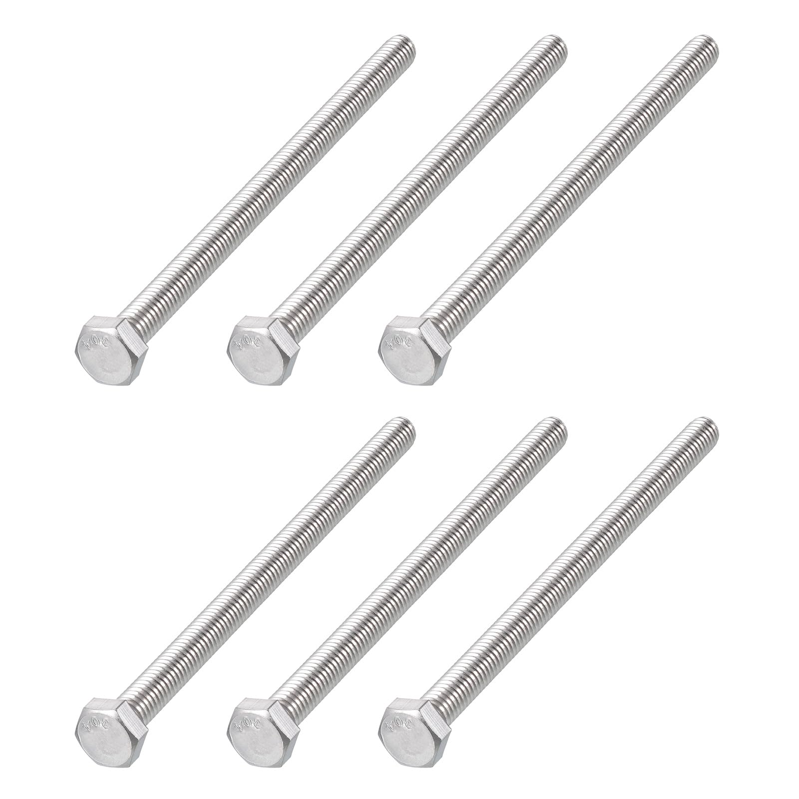 METALLIXITY Hex Head Bolts (5/16-18 x 6") 6Pcs, 304 Stainless Steel 18-8, Fully Threaded, External Hex Drive, Plain Finish, Hex Head Screw Bolt, Silver — image 1